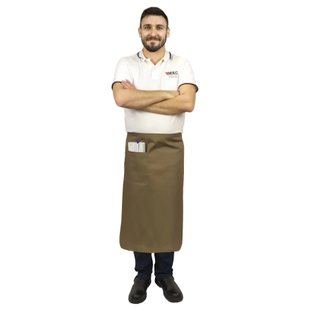 Zapaska długość 75cm beżowa – zapaska kelnerska – odzież gastronomiczna - inne ujęcie Zapaska długość 75cm beżowa – zapaska kelnerska – odzież gastronomiczna - inne ujęcie
